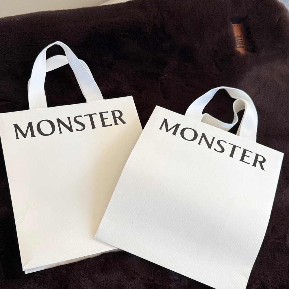 White MONSTER Shopping Bags
